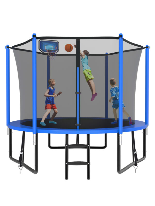Alpha Series Trampoline with Basketball Hoop Blue - 10FT