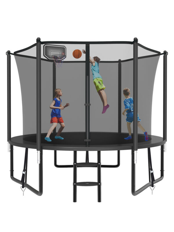 Alpha Series Trampoline with Basketball Hoop Black - 10FT