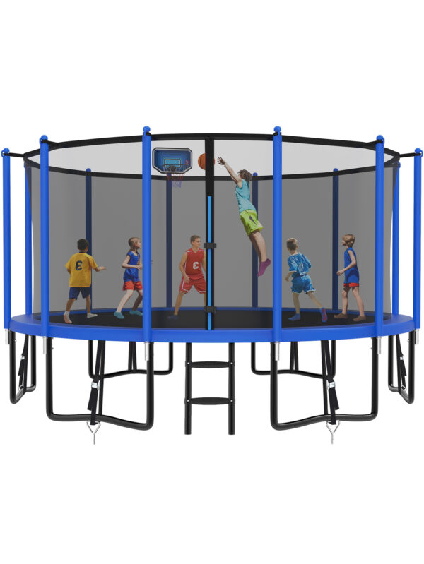 Alpha Series Trampoline with Basketball Hoop Blue - 15FT