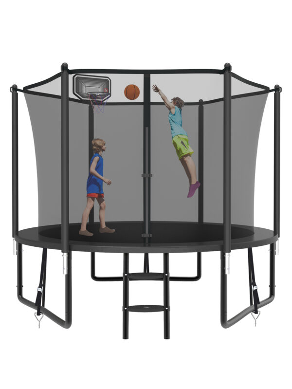 Alpha Series Trampoline with Basketball Hoop Black - 8FT