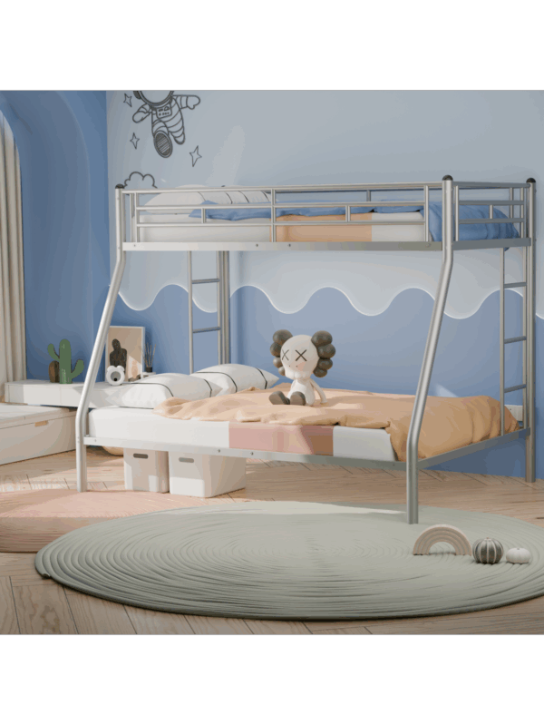 Metal Bunk Bed for Kids Silver - Twin over Full