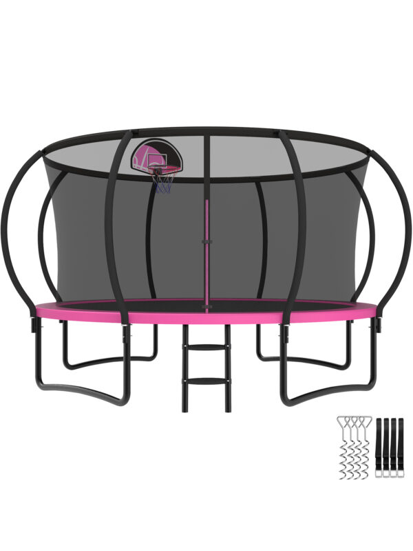 Beta Series Trampoline with Basketball Hoop Pink - 12FT