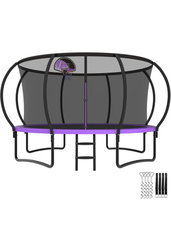 Beta Series Trampoline with Basketball Hoop Purple - 14FT