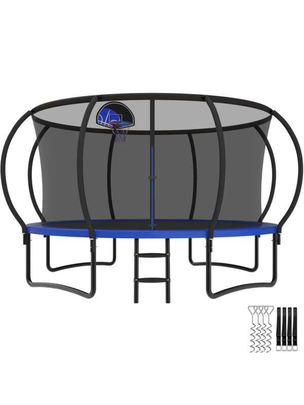 Beta Series Trampoline with Basketball Hoop Blue - 14FT