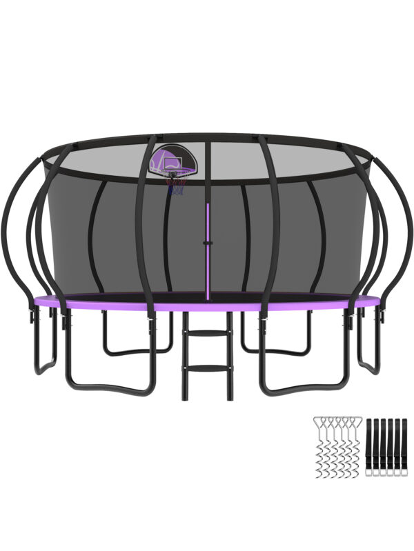 Beta Series Trampoline with Basketball Hoop Purple - 15FT