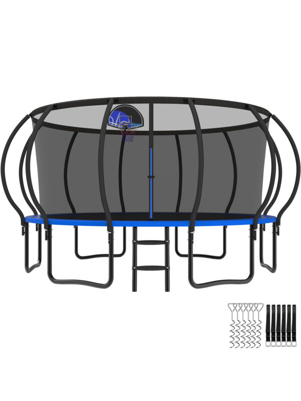 Beta Series Trampoline with Basketball Hoop Blue - 15FT