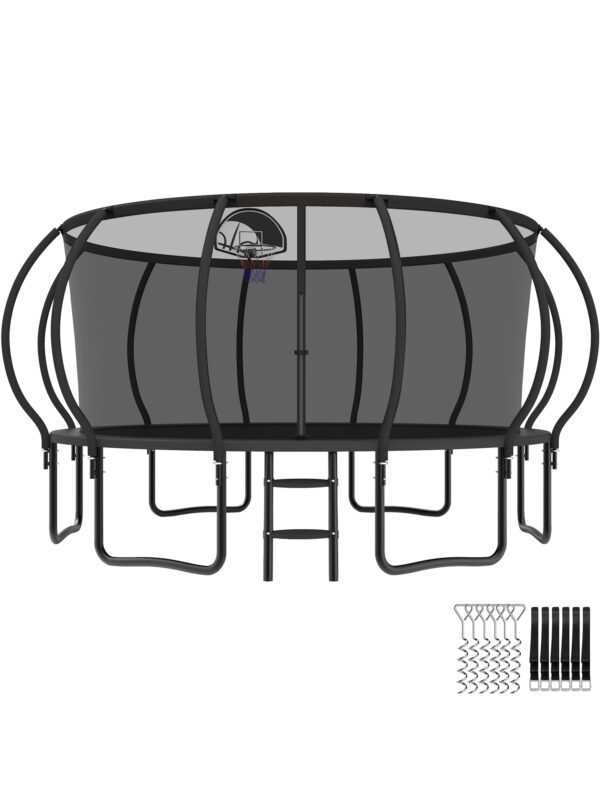 Beta Series Trampoline with Basketball Hoop Black - 15FT