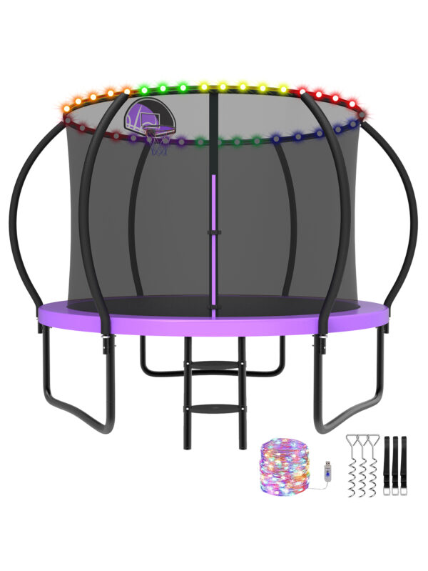 Beta Series Trampoline with Basketball Hoop and Light Purple - 8FT