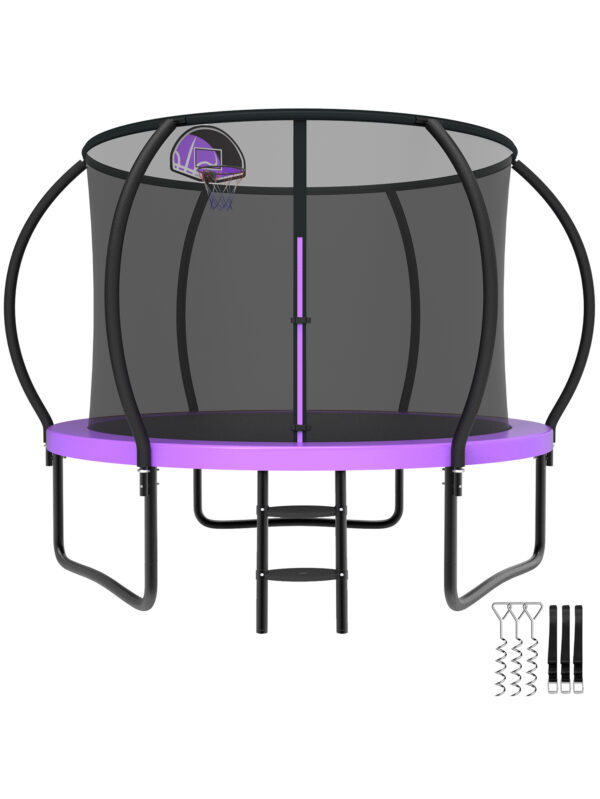Beta Series Trampoline with Basketball Hoop Purple - 8FT