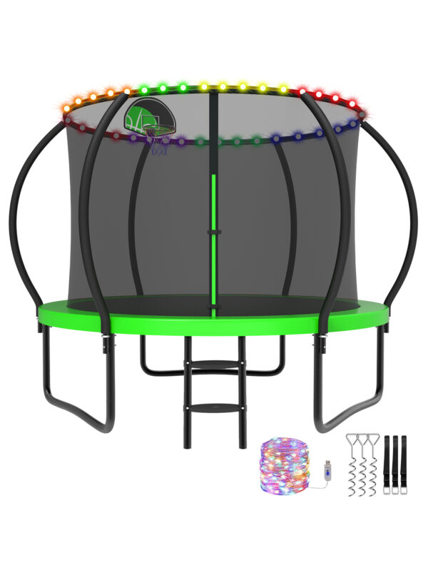 Beta Series Trampoline with Basketball Hoop and Light Green - 10FT