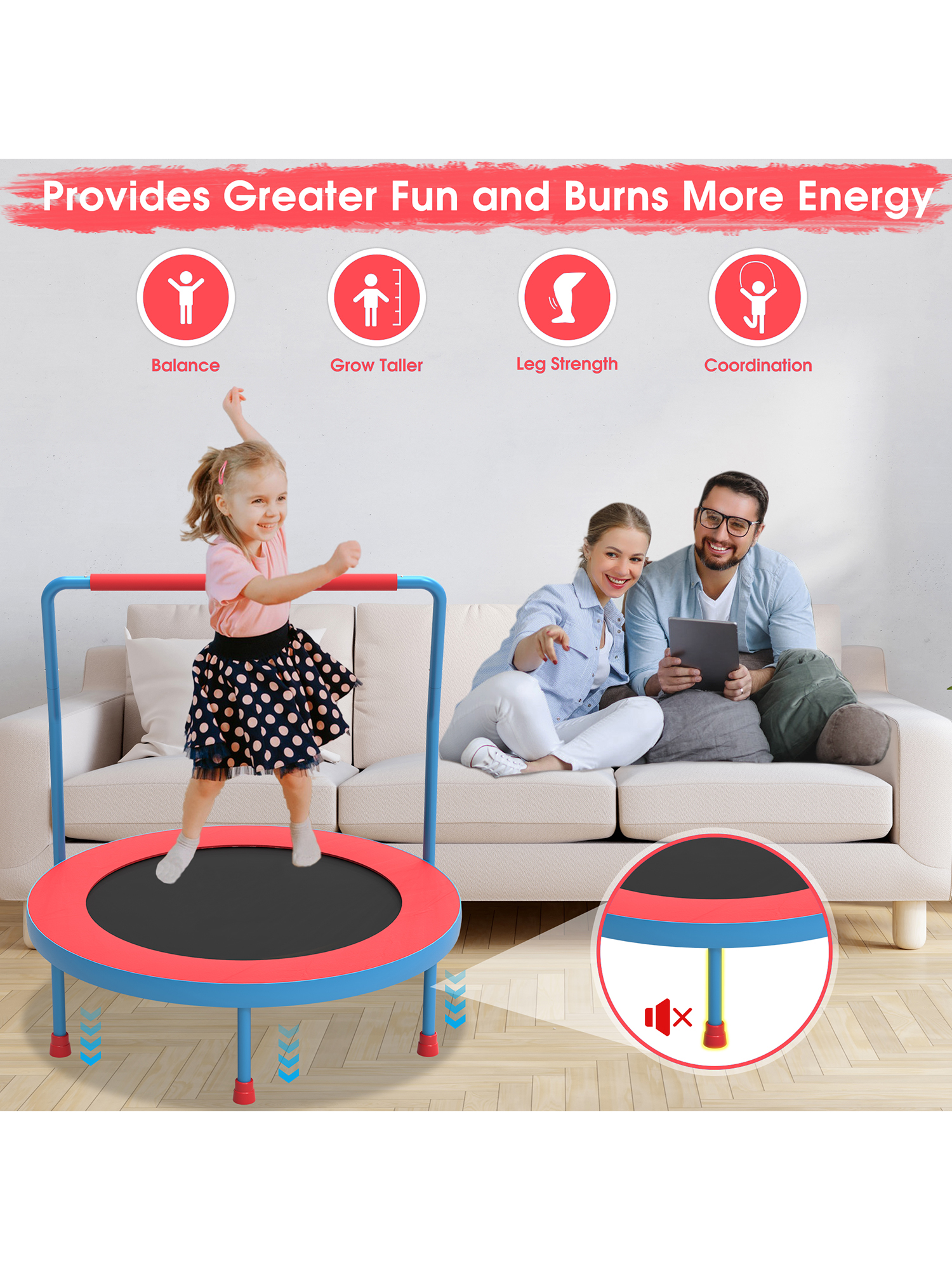 Mu Series Rebounder Trampoline for Kids Red - Image 3