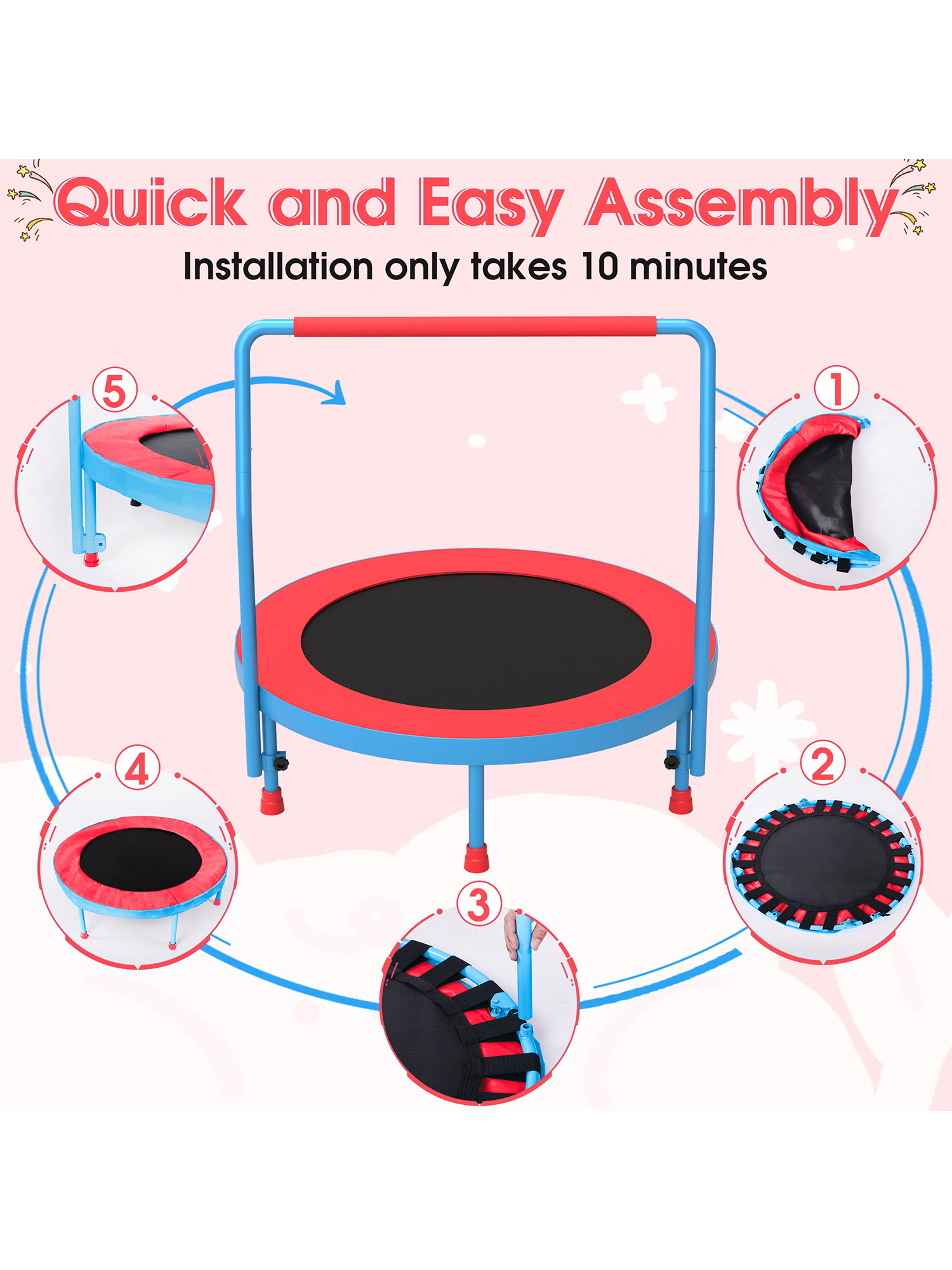 Mu Series Rebounder Trampoline for Kids Red - Image 2